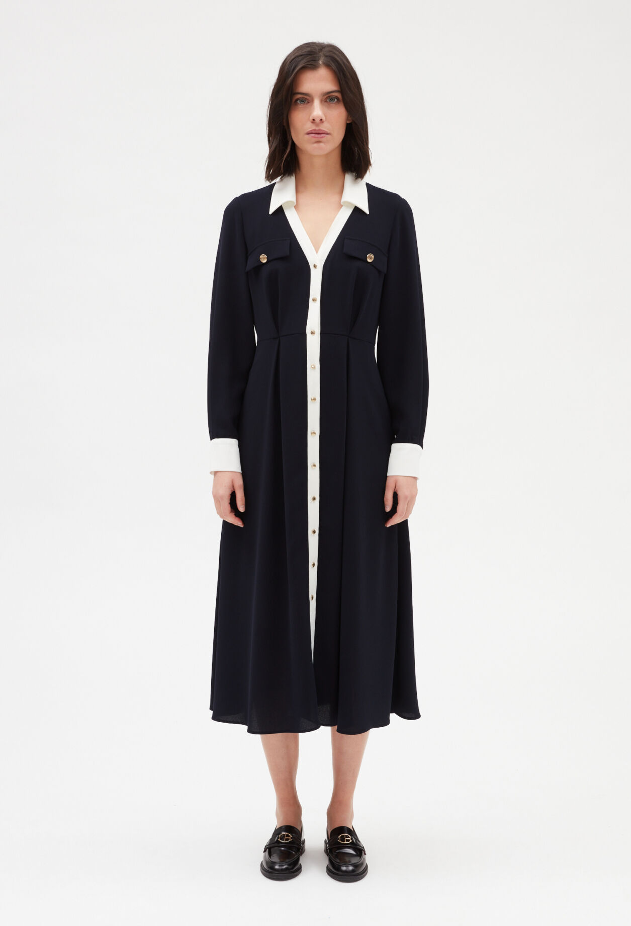 Navy blue mid-length dress