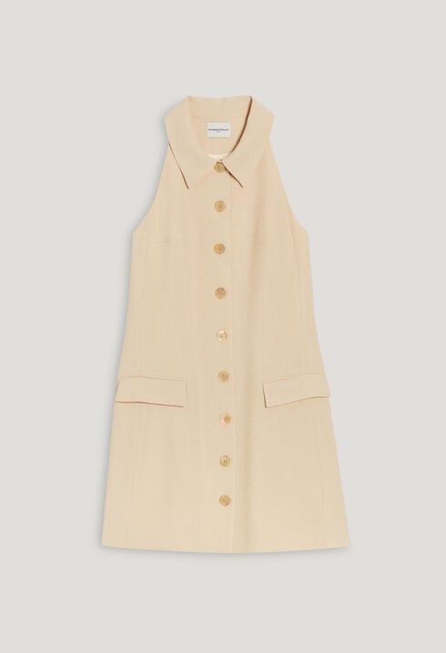Short beige button dress