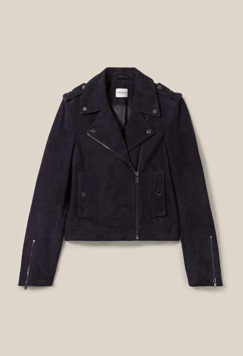 Suede leather biker jacket