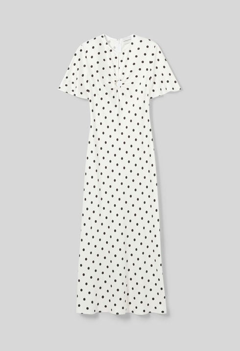 Satin polka dot maxi dress