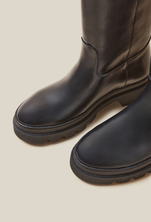 Smooth Leather High Boots