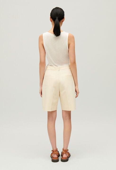 Pale beige cotton Bermuda shorts