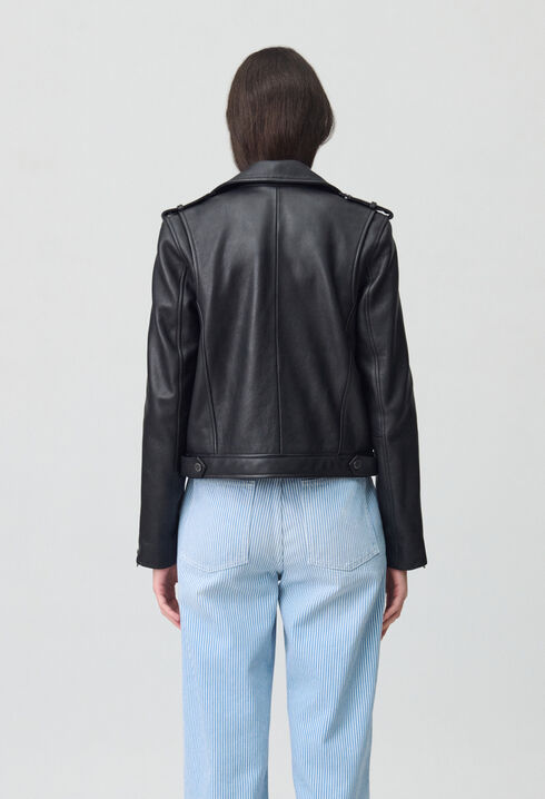 Black grained leather jacket