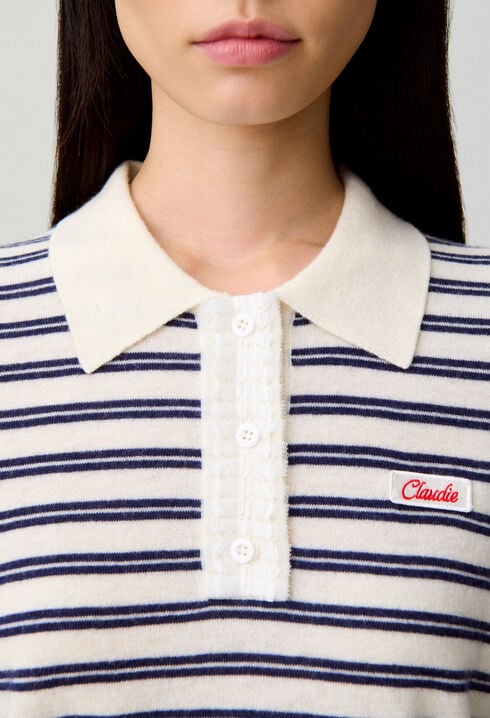 Striped knit polo