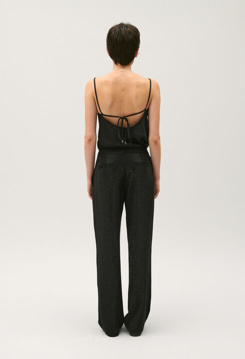 Black trousers with rhinestones
