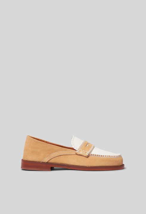 Suede ballet flats, stitch detail