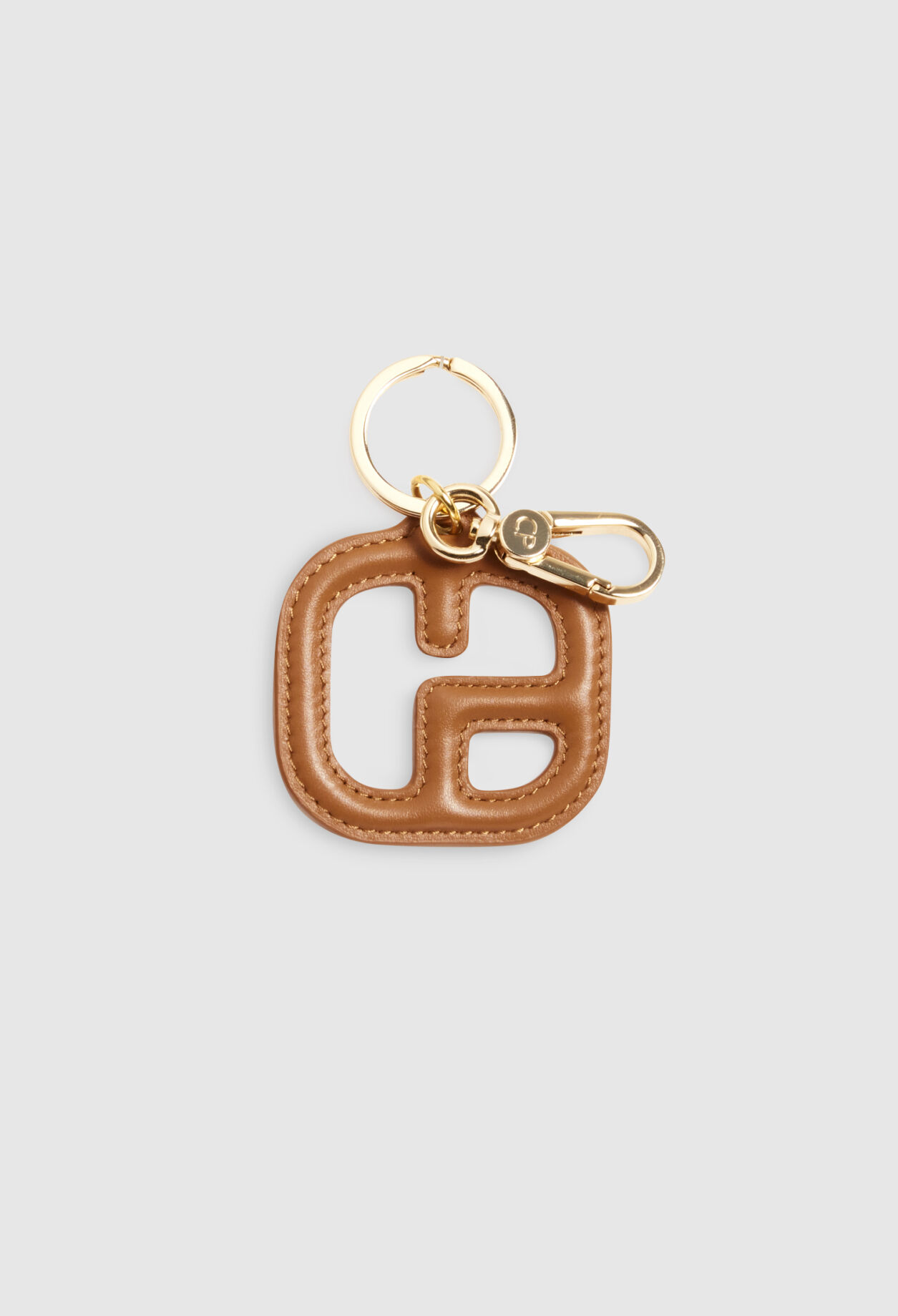 Camel leather key ring
