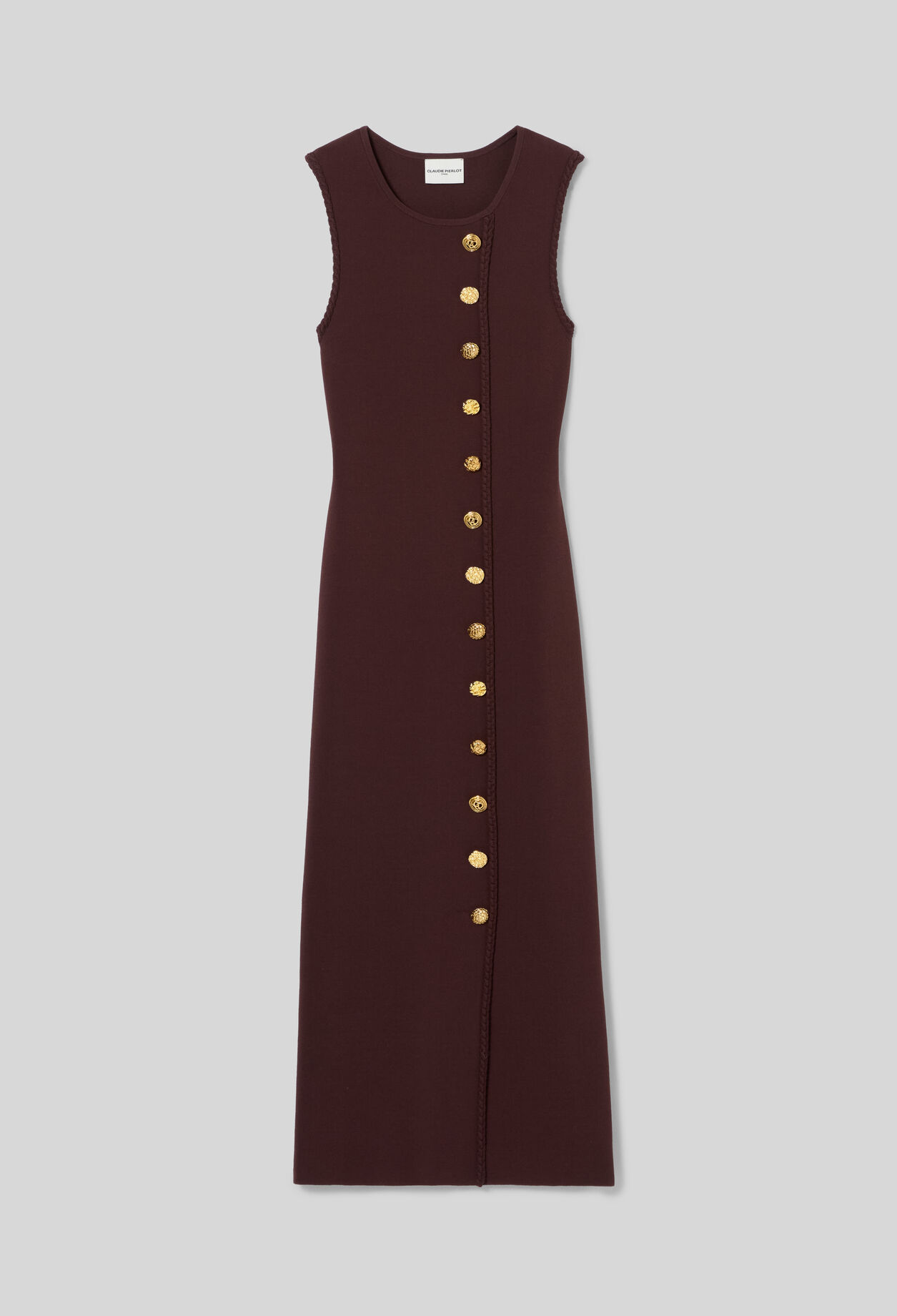 Knit midi dress with gold buttons