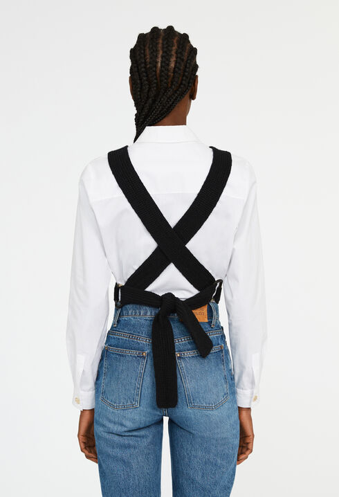 Pull sans manche croisé dans le dos