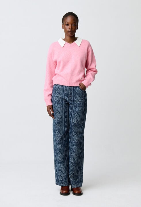Detachable collar knit jumper