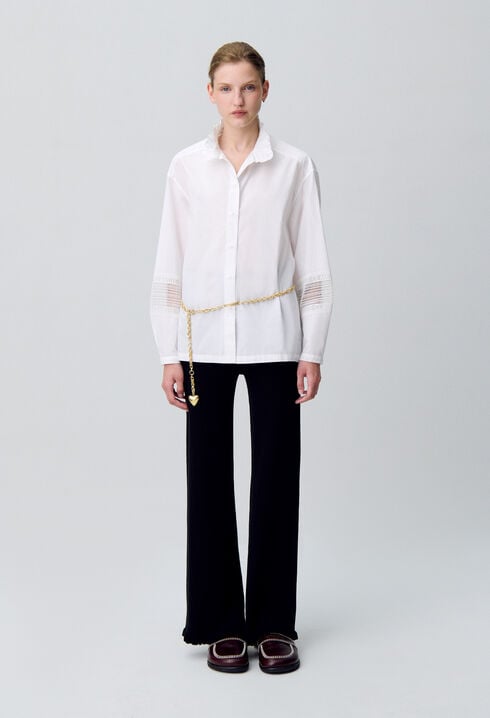Cotton shirt with frill collar