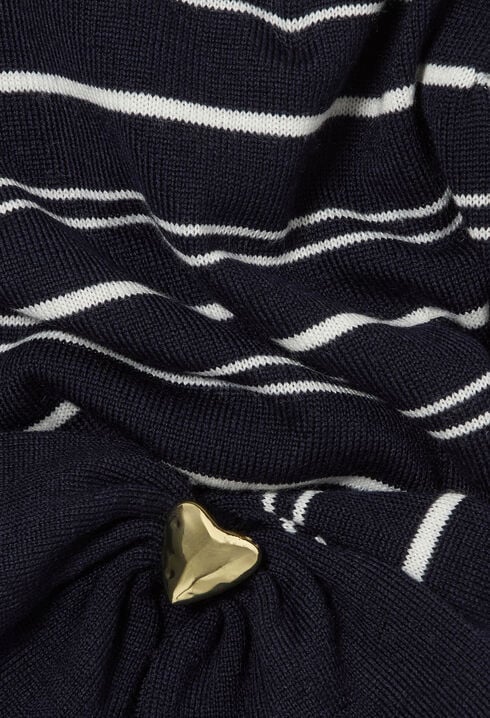 Striped knitted heart jumper