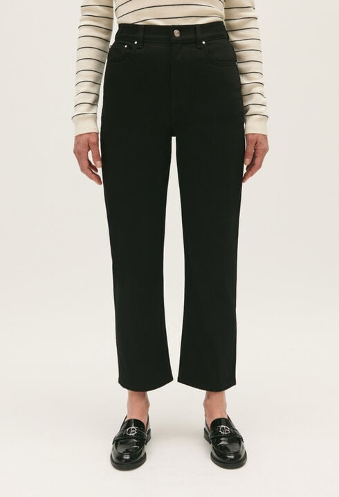 Black straight-leg jeans