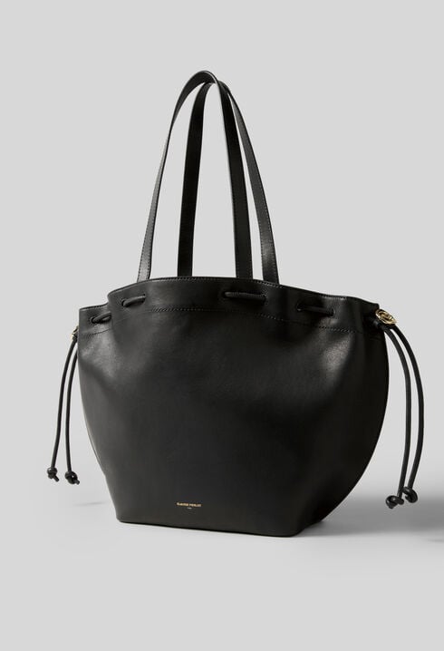 Smooth leather tote with gold logo