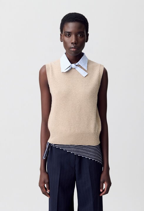 Sleeveless Jumper Removable Collar