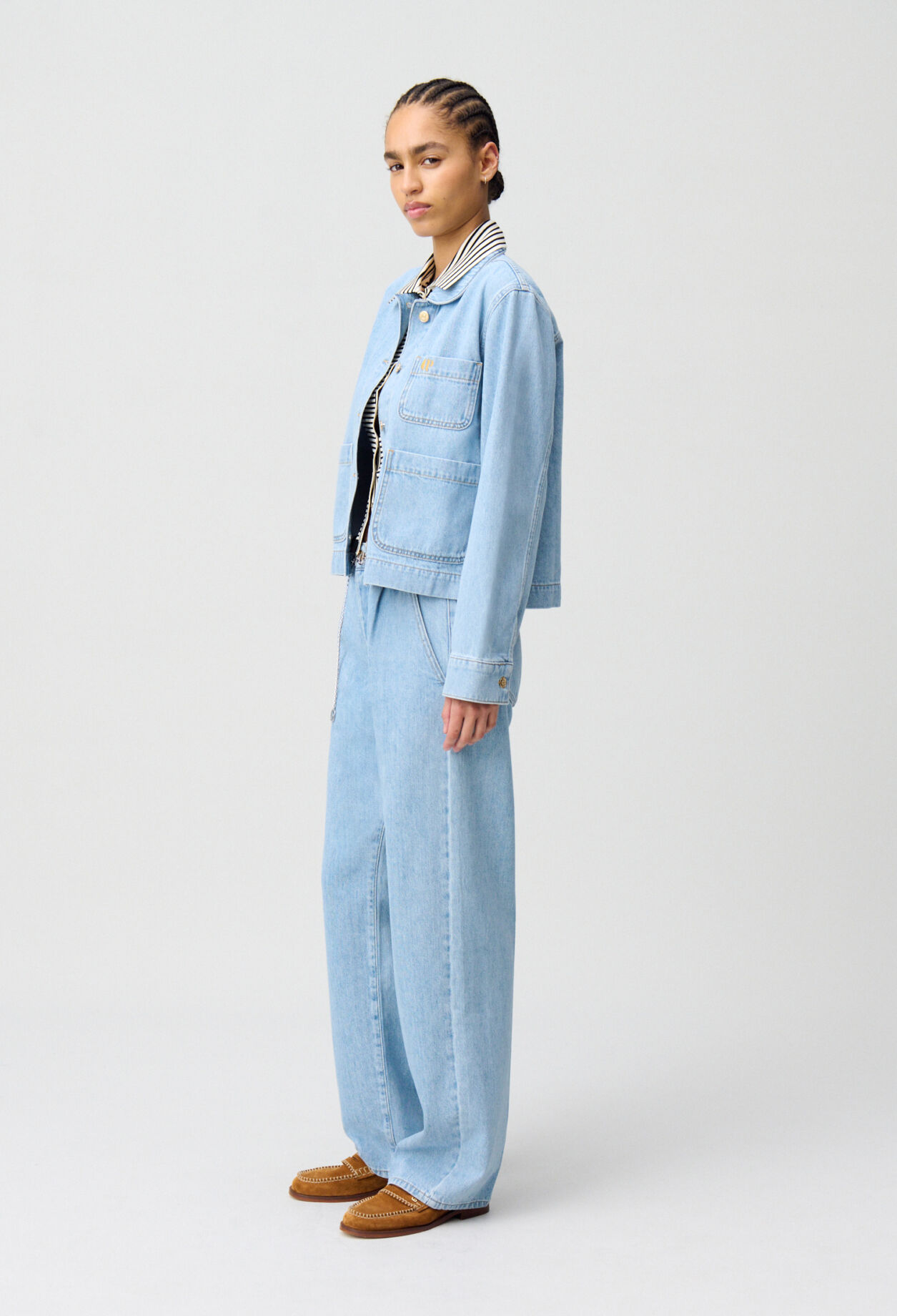 Denim jacket with Peter Pan collar