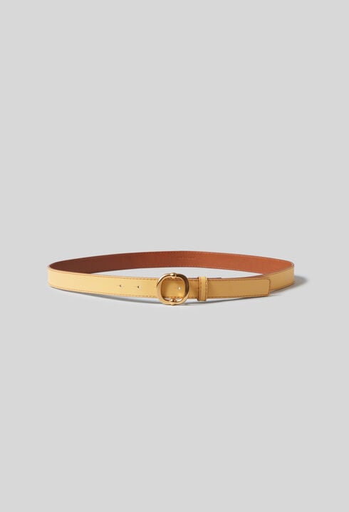 Leather belt gold buckle