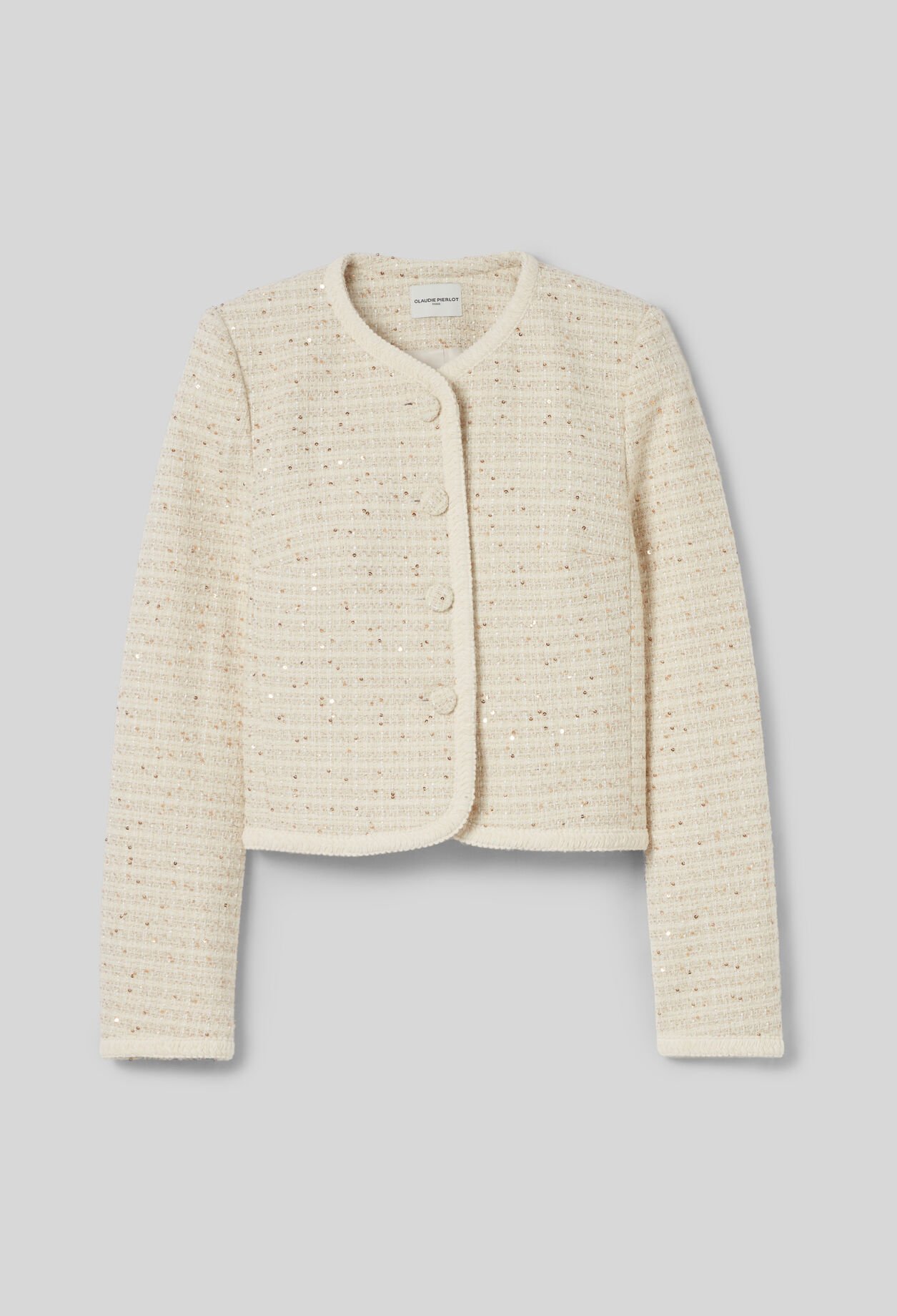 Buttoned short tweed jacket