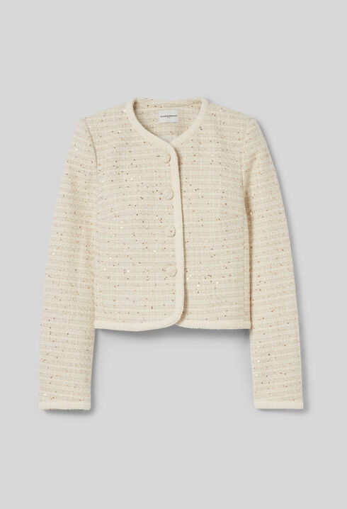 Buttoned short tweed jacket