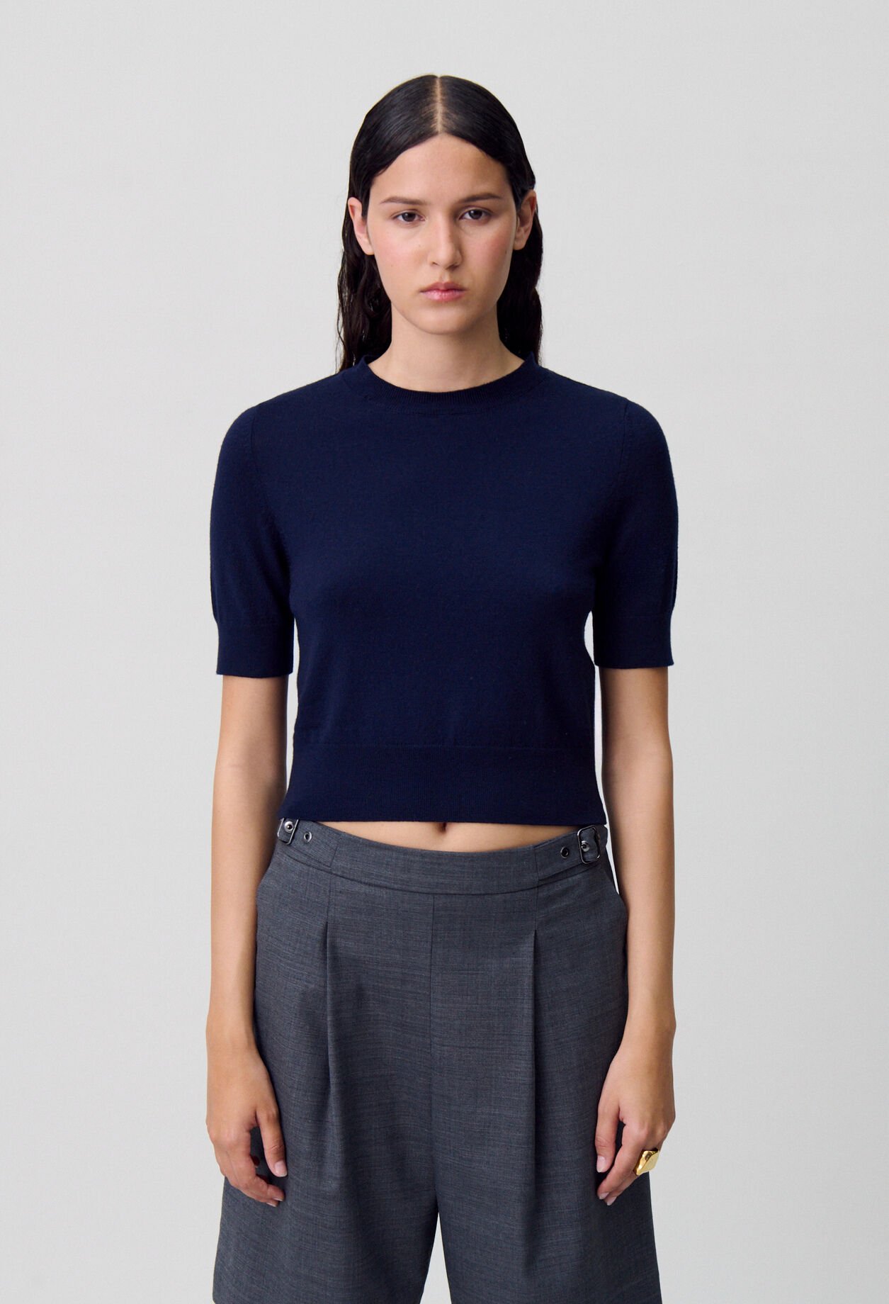 Fine Knit Top with Collar