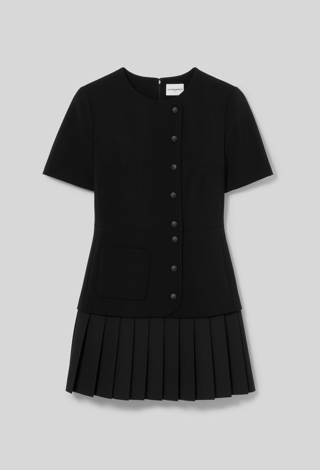 Short pleated peplum dress