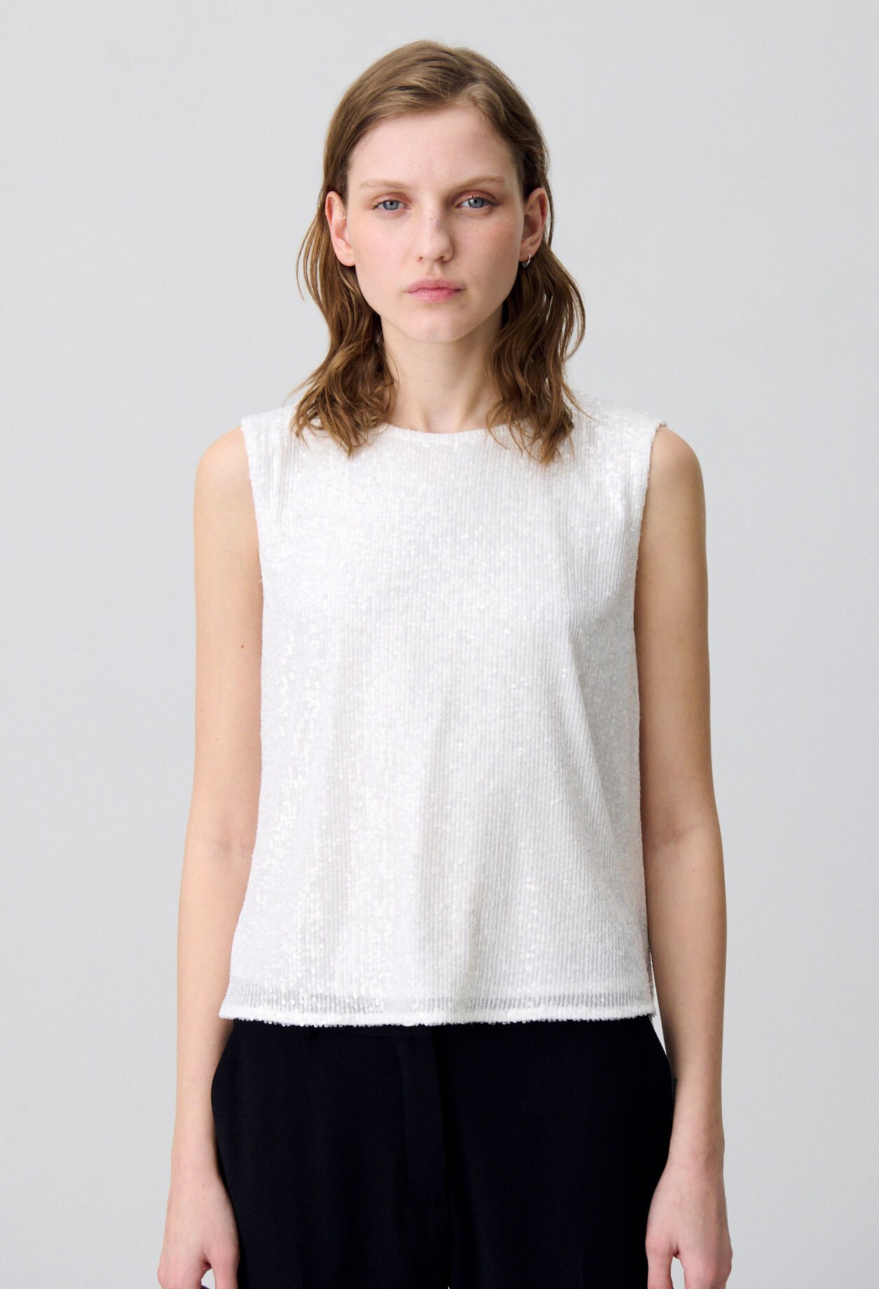 Off-white sequinned sleeveless top