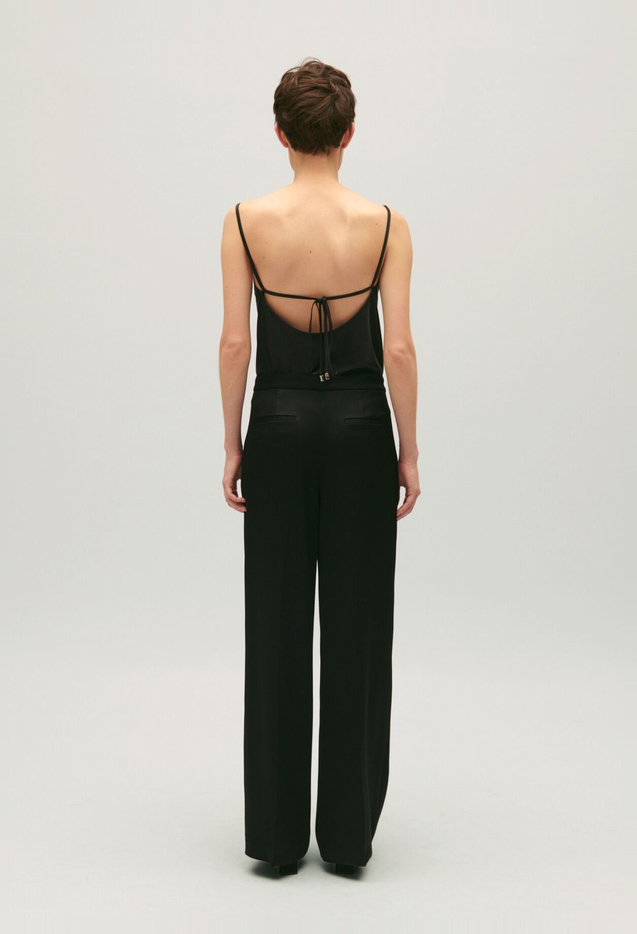 Black suit trousers with satin finish