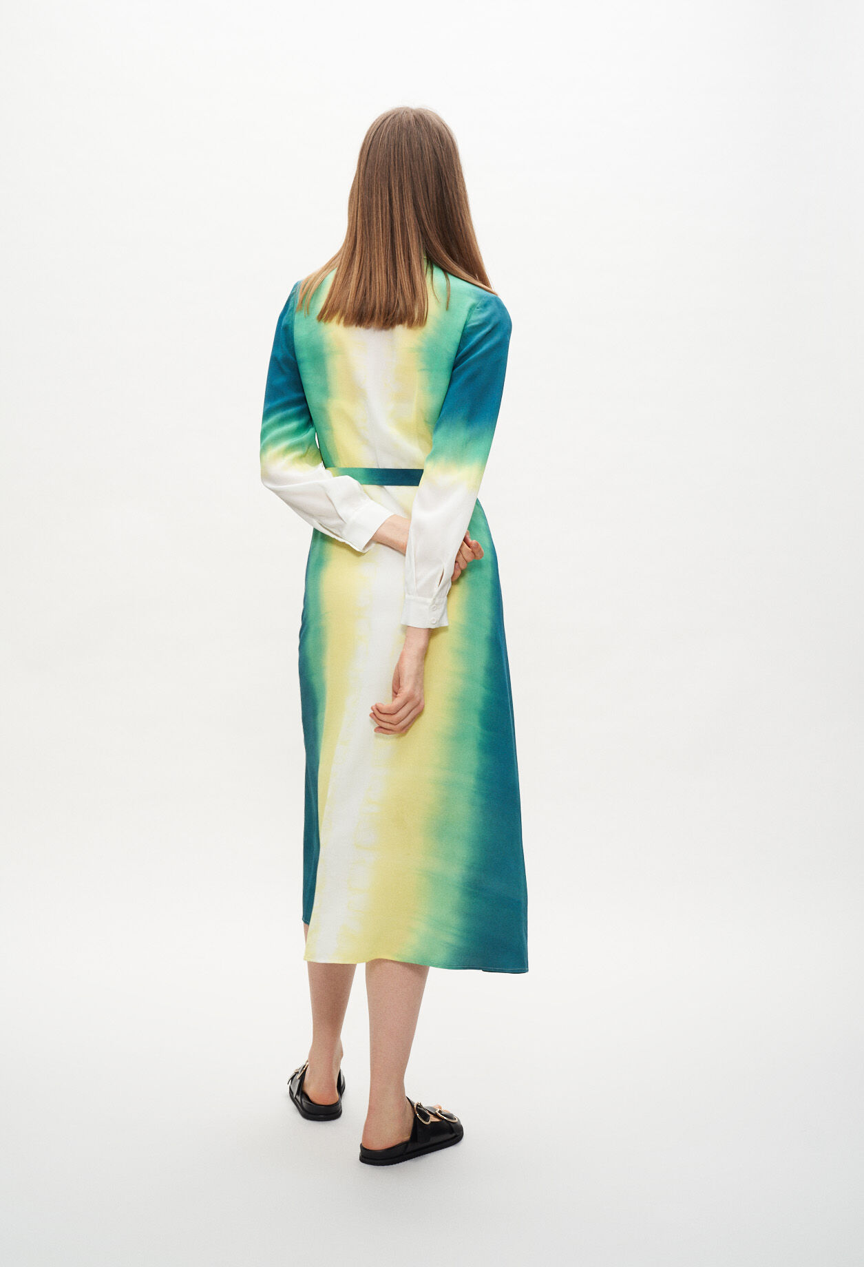 Long tie-dye shirt dress