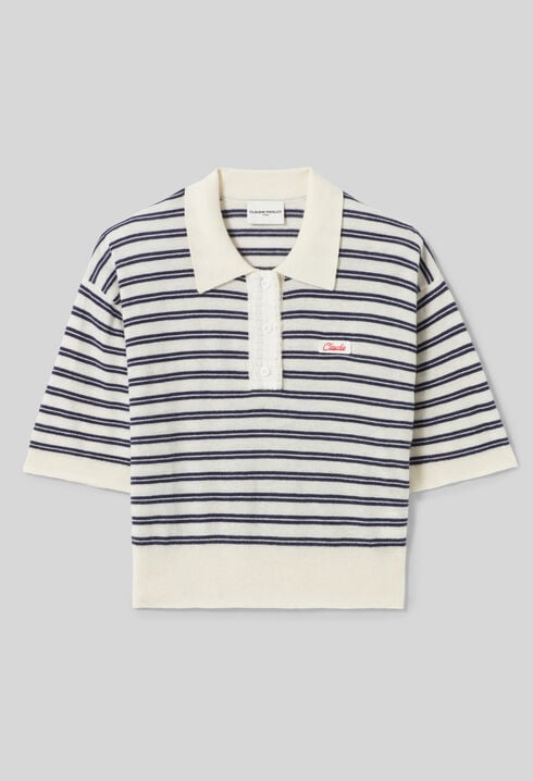 Striped knit polo