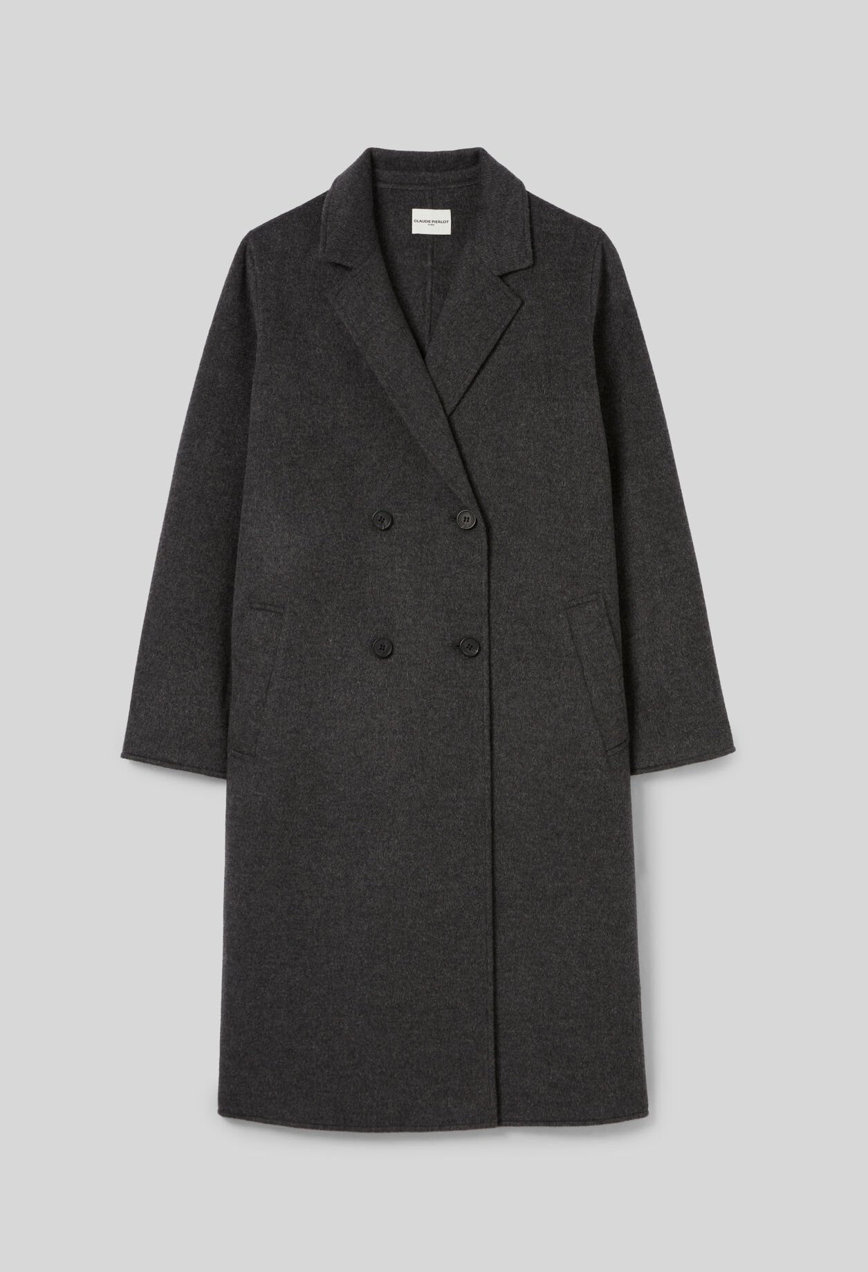Flecked grey double-sided wool coat