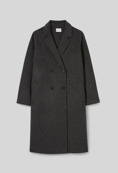 Flecked grey double-sided wool coat