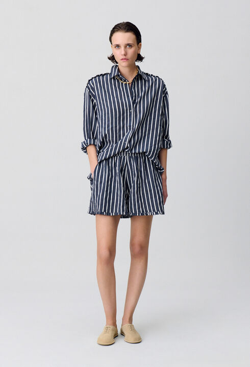 Striped ruffled shorts