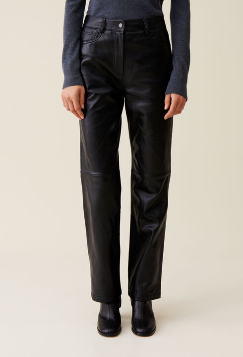 Straight leather trousers