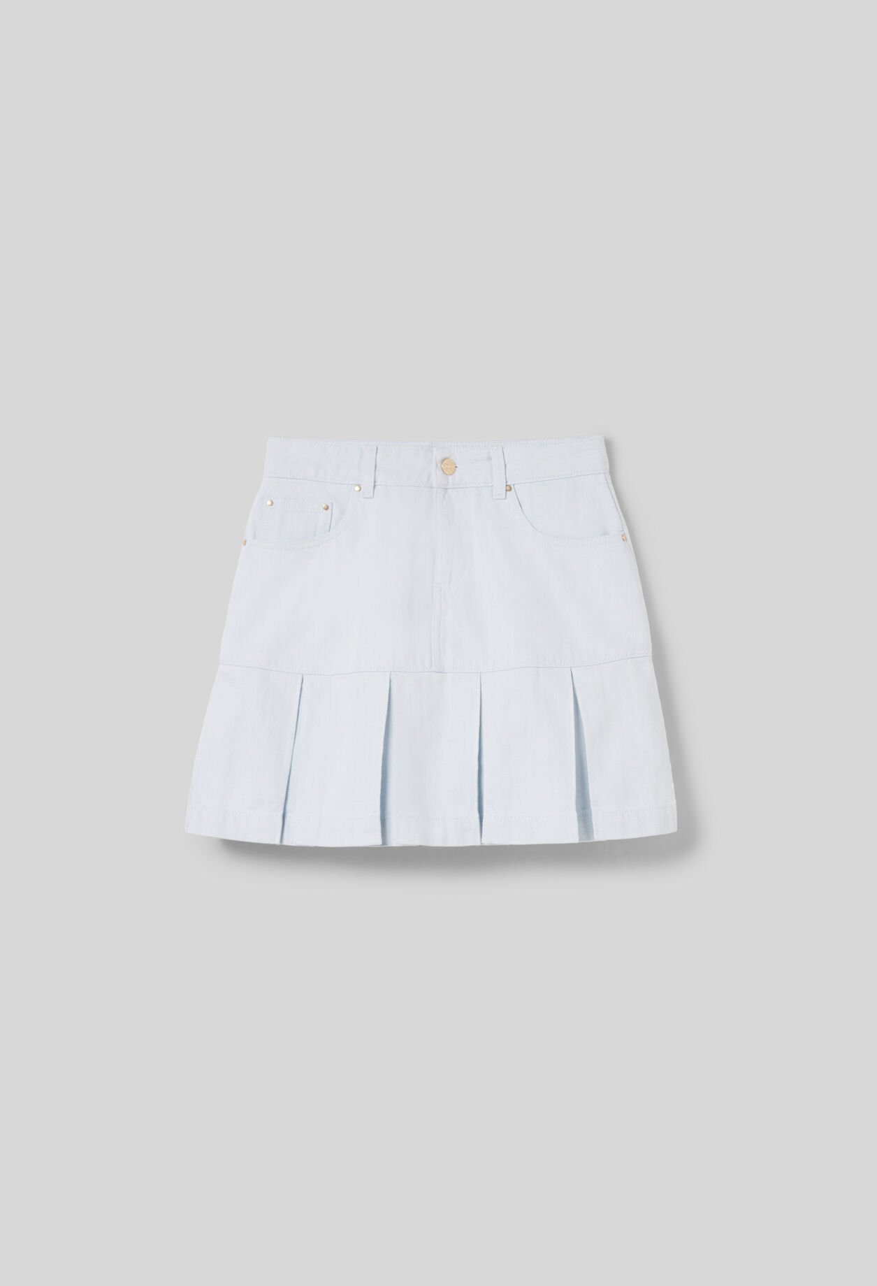 Pleated Short Denim Skirt