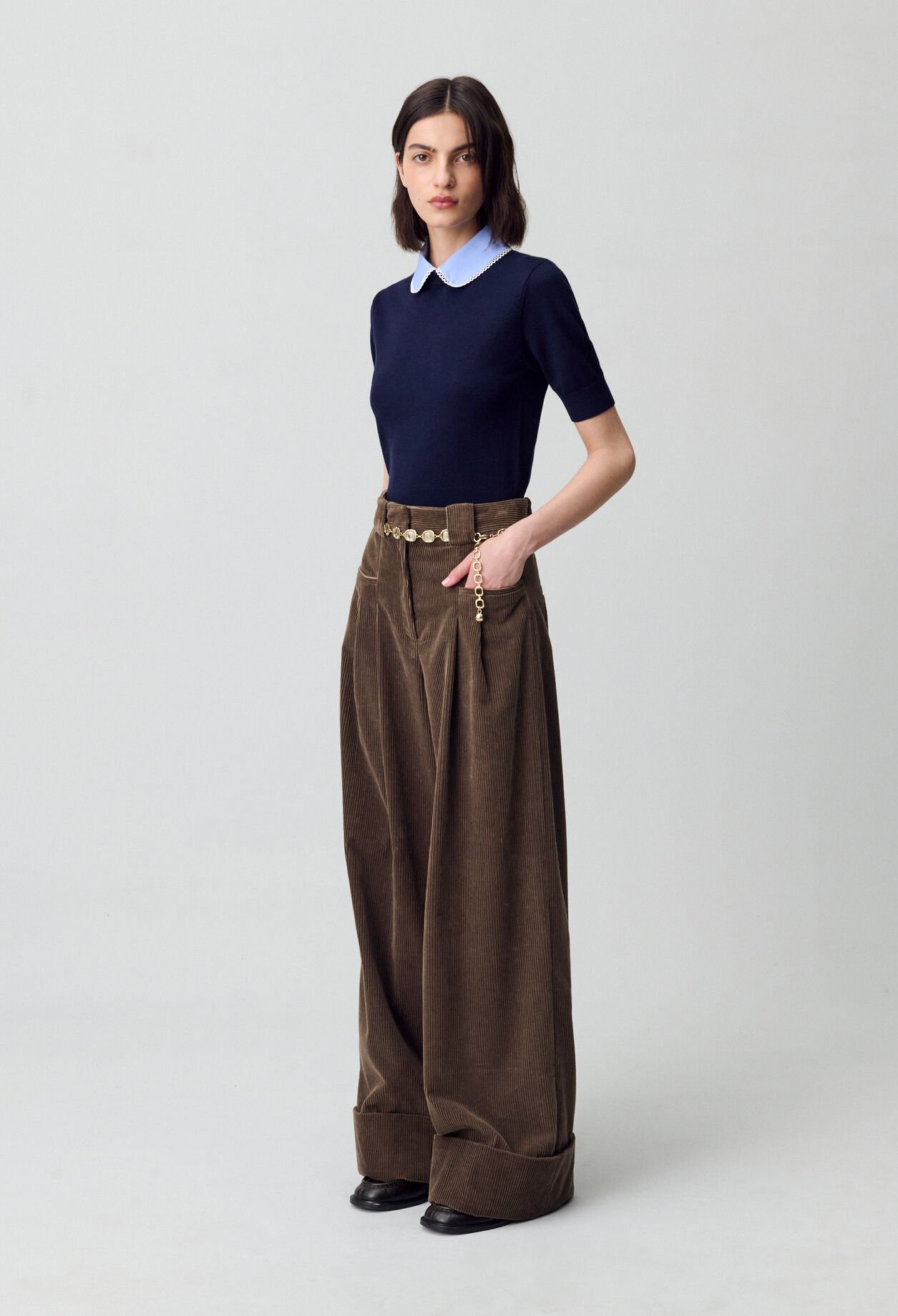 Wide-Leg Velvet Trousers