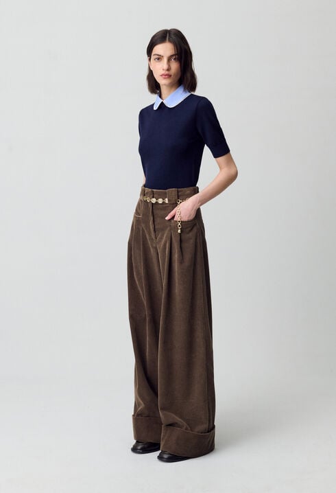 Wide-Leg Velvet Trousers