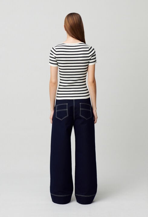 Fine-Knit Breton Stripe Top