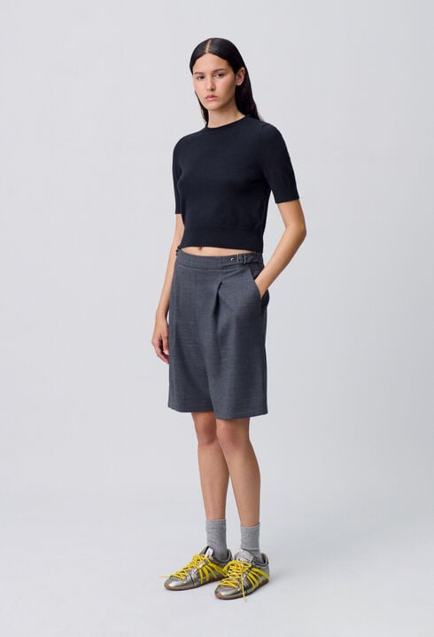 Fine Knit Top with Collar