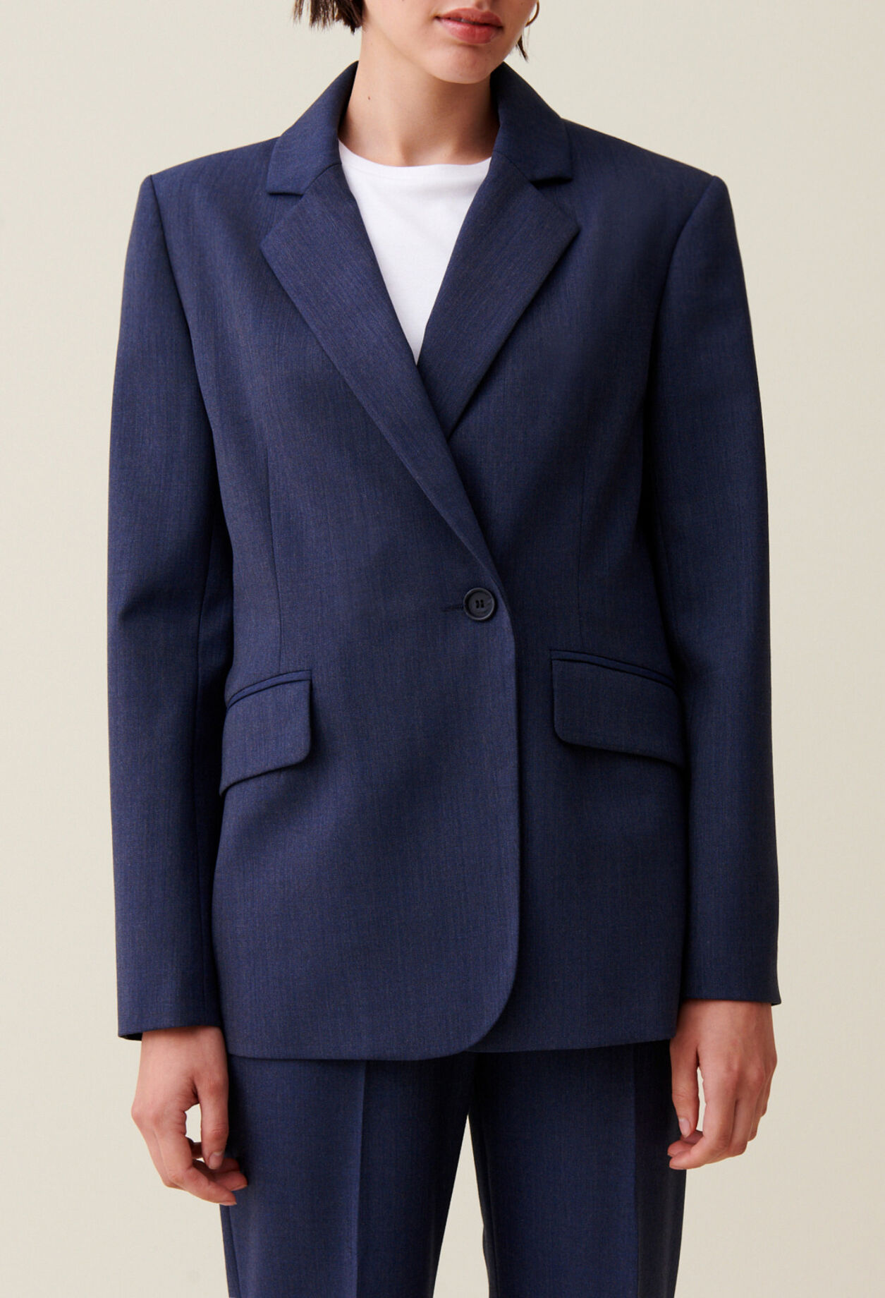 Navy double-breasted blazer