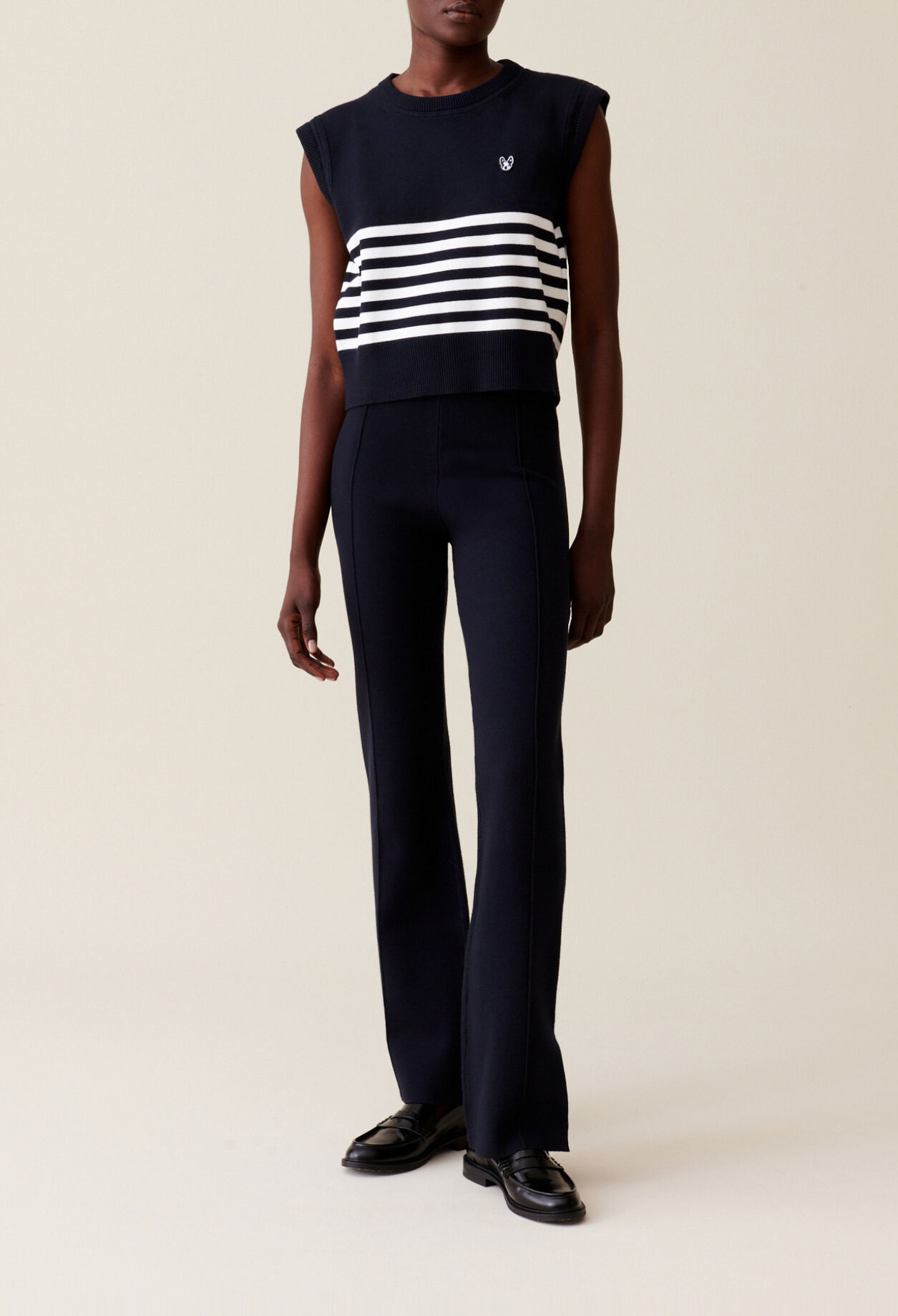 Navy blue knitted trousers