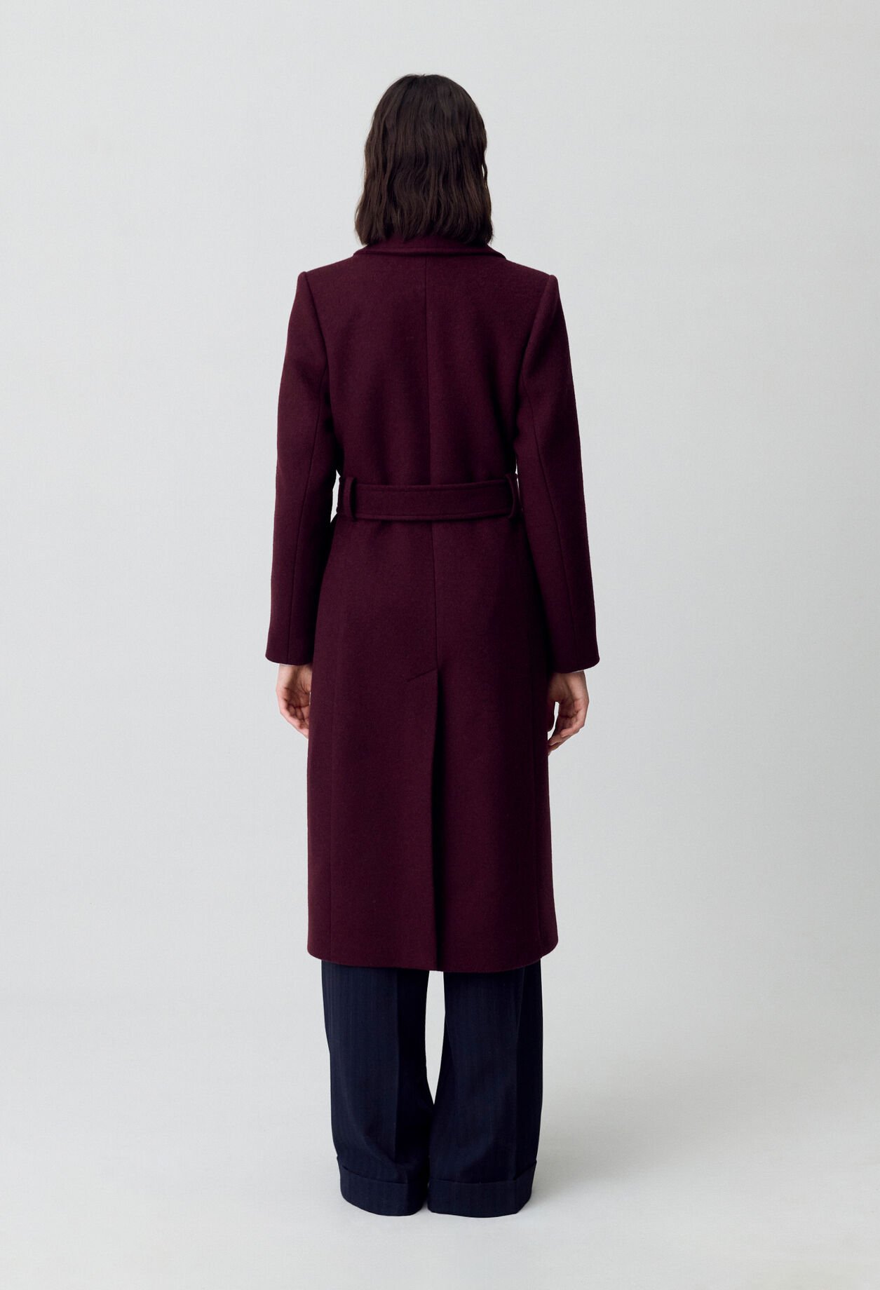 Long double-breasted wool coat