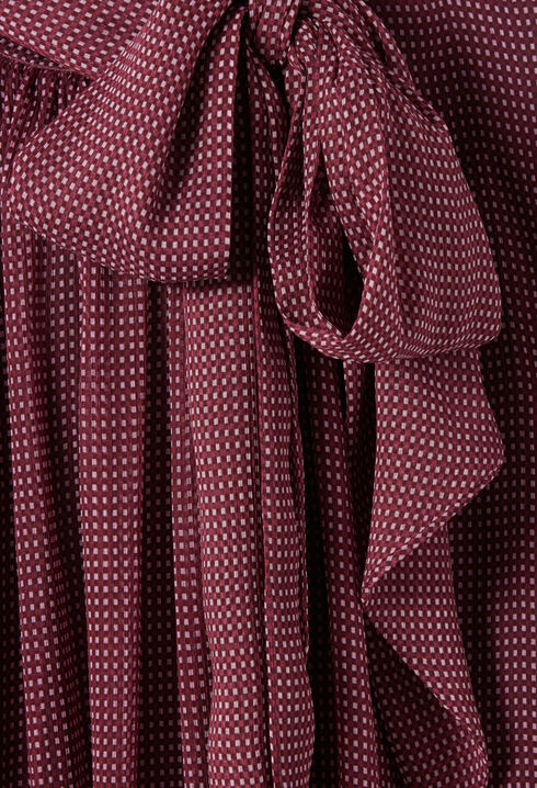 Fluid Check Tie-Neck Blouse