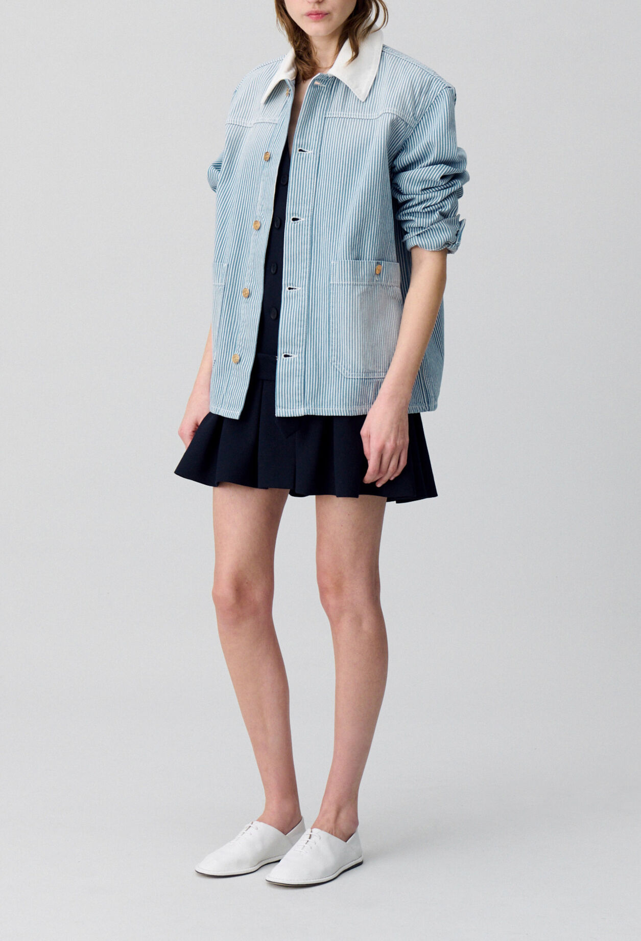 Striped denim gabardine jacket