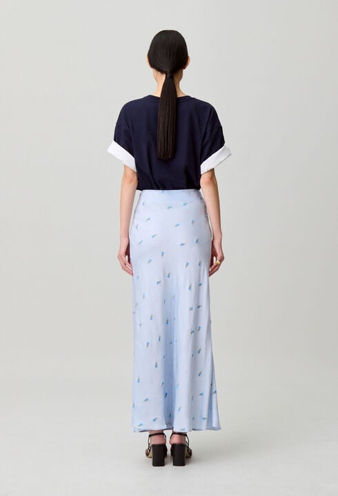 Floral satin skirt