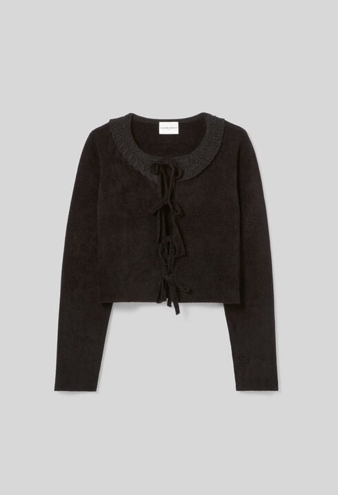Velour knit cardigan