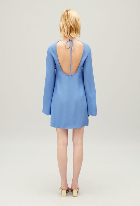 Short lavender dress with open back