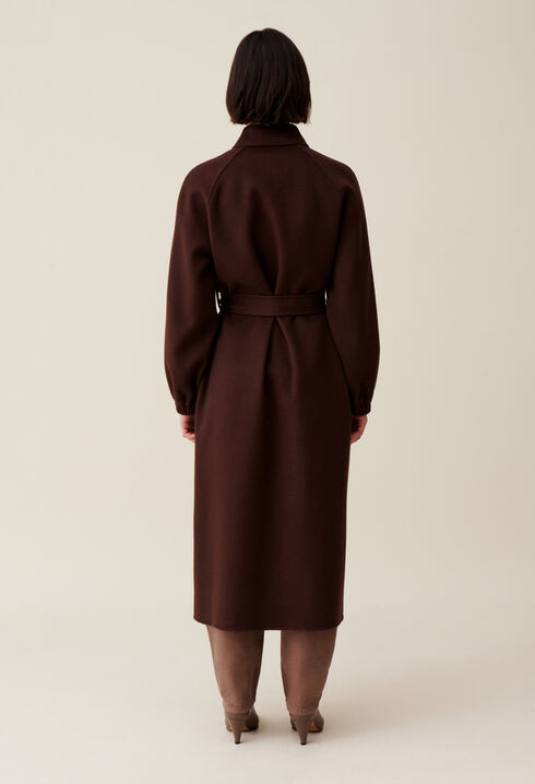 Brown belted long coat
