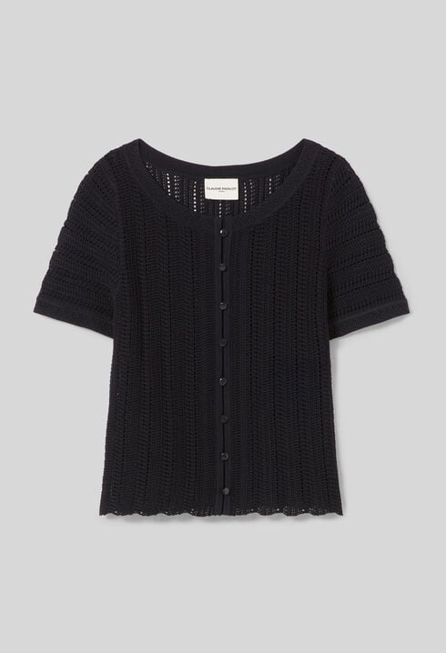 Short-sleeved crochet top