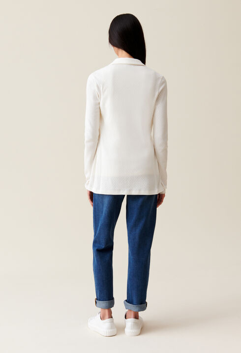 Ecru shirt collar top