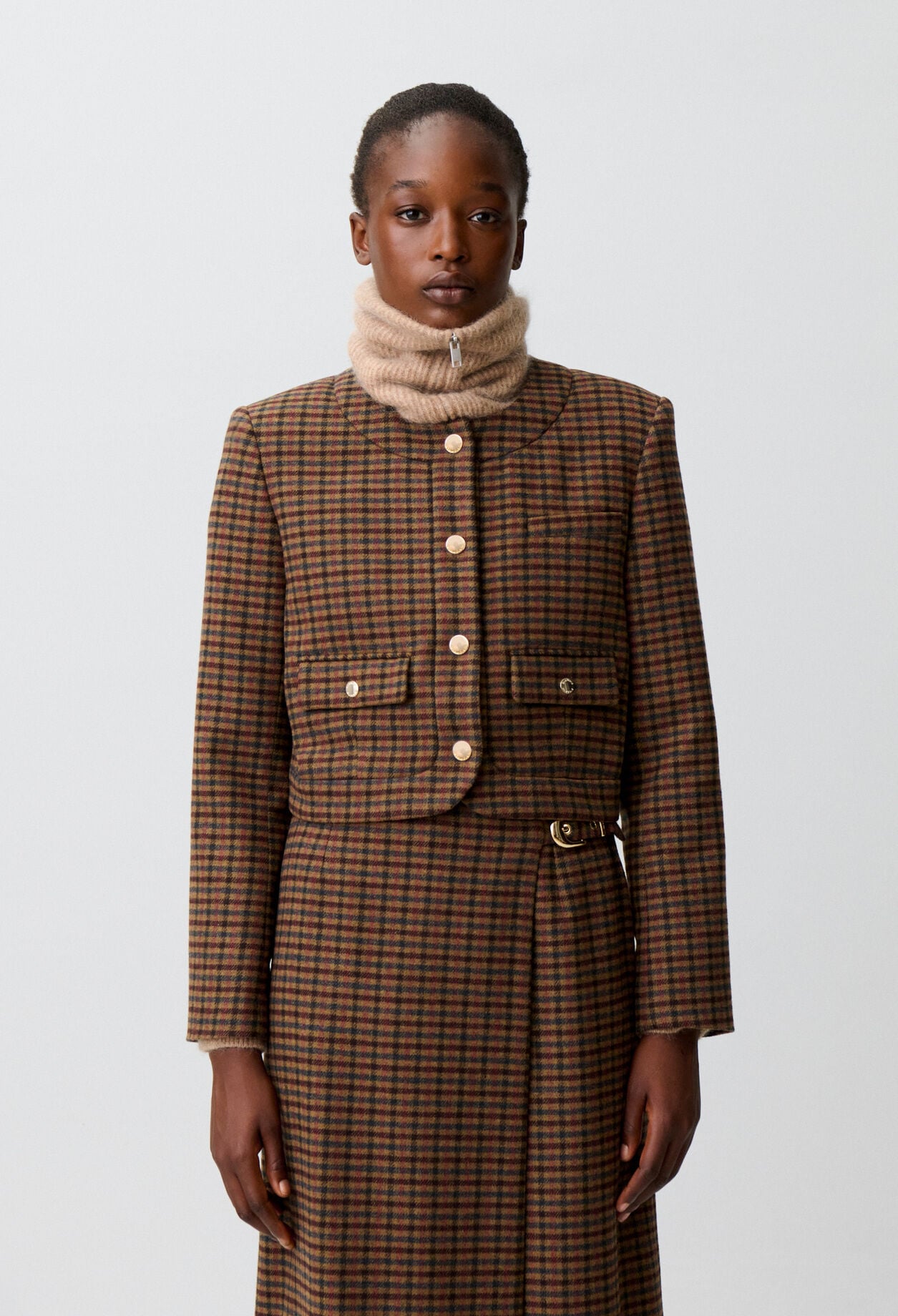 Straight checked jacket